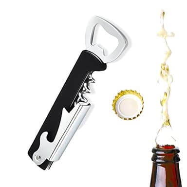 Compact Corkscrew and Bottle Opener, 1 Pack, Multi Tool, Wine Bottle Opener, Stainless Steel Cork Screw with ABS Body, Compact Size Ideal for Travel and Camping (1 Pack)