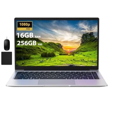 WITECOR 14 Inch Laptops, Intel Celeron N4120 Quad Core, 16GB RAM 256GB SSD, 1920x1080 FHD IPS, Dual Speakers, 5G WiFi, USB 3.0, W 11pro Portable Laptop Computer for Business/Students, with Mouse/Pad