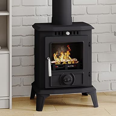 WarmieHomy 5KW Cast Iron Fireplace Multi Fuel Burning Stoves Log Burner Wood Burner, H 56cm x W 40cm x D 34cm