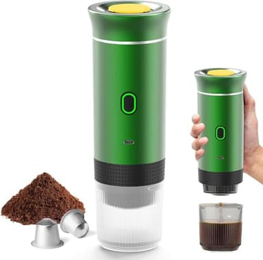 Portable Espresso Machine, 4-6 min Self-Heating, 3 In 1 Portable Coffee Maker, 50 Times for One Charge, Small Capsules, Large Capsules, Ground Coffee,for Car Home Office Camping Travel Maker 3in1