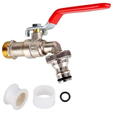 Bibcock Output Garden Tap 1/2 inch Brass Water Faucet Rust and Frost Proof Outdoor Water Faucet for Garden with 2 * Free Hose Connectors, 1x Roll Sealing Tape, for Garden, Household