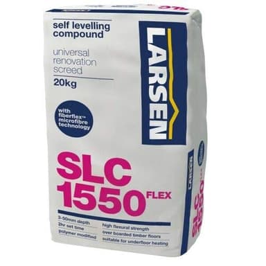 Nassboards - Larsen Fibre Reinforced Leveller 20kg Flexible 3-50mm Depth - Fast-Drying, Professional Grade Self-Levelling Compound - Cement-Based Reinforced Leveller