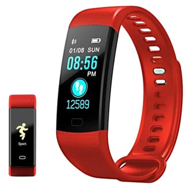 iSTYLE Fitness Tracker, Health Heart Rate Monitor Sleep Monitor, Bluetooth Smart Watch, Waterproof Sport Activity Tracker Step Pedometer Calorie Counter (Red)