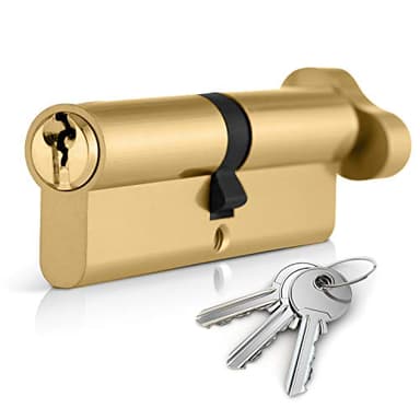 XFORT® Brass 35T/35 Thumb Turn Euro Cylinder Lock (70mm), Euro Door Barrel Lock with 3 Keys, Anti-Bump, Anti-Drill, Anti-Pick Door Lock with Key, High Security for Wooden, UPVC and Composite Doors.
