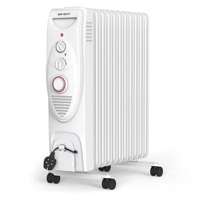 2500W Oil Filled Radiator, Electric Heater Energy Efficient Portable Oil Heater with 11 Fin, Free Standing Oil Radiator 3 Settings, Adjustable Thermostat Safety Cut-Off & 24 Hour Timer Home Office