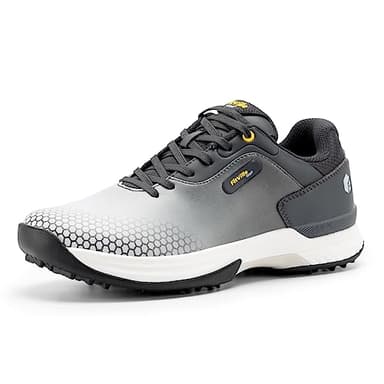 FitVille Mens Golf Shoes Extra Wide Fit Casual Sneakers Water Resistant Non Slip Outdoor Spiked Trainers for Golf Training, Grey, 13 UK X-Wide