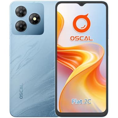OSCAL FLAT 2C Mobile Phones,Android 14 Phone(2025), 6GB +64GB/2TB Octa Core, 6.56" Display Smartphone, 5000mAh Battery, 13MP Main Camera, 4G Dual SIM Free Unlocked, FaceID, OTG, GPS, 3 Slots-Blue