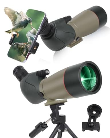 Spotting Scope,Ultra HD 25-75X70 Telescope, Dual Focusing ED,Waterproof Scope FMC Lens-BAK4 Prism with Carrying Case Tripod for Target Shooting Hunting Bird Watching Wildlife Scenery (hunse)
