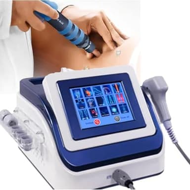 Focused Shockwave Therapy Machine,0.5-8 Bar Shockwave Therapy Device Pain Relief,Muscle Pain Relief Massager with 5 Massage Heads and Handle Cord,Blue