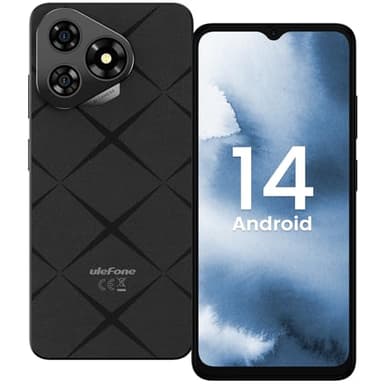 Ulefone Note 19 Mobile Phones Android 14 5000mAh, Octa Core 6.65” HD+ Smartphone SIM Free Unlocked 6GB+32GB/512GB SD 8MP+5MP Camera, 4G Dual SIM Fingerprint Face ID OTG UK, 2 year warranty - Black