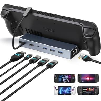 Steam Deck Dock, Docking Station for Steam Deck/ROG Ally/Legion Go/MSI Claw/Nitro Deck/Steam Deck OLED, 6-in-1 USB C Dock with HDMI 4K@60Hz, 100Mbps RJ45 Ethernet, 3 USB 2.0 and PD 100W Charging