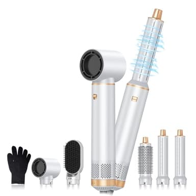5 in 1 Hair Styler,Hair Dryer Brush for Drying Curling Straightening,30mm Air Curler, Detachable Air Styler Tools,3 Wind Speed and Temperature, Multi-Styler,Straightening Brush with Glove