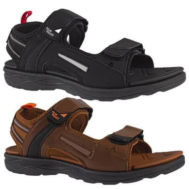 MENS LIGHTWEIGHT WALKING SANDALS HIKING TOUCH FASTENING STRAPS TREKKING SUMMER HOLIDAY BEACH MULES SPORTS SHOES (BLACK, UK Footwear Size System, Adult, Men, Numeric, Medium, 9)