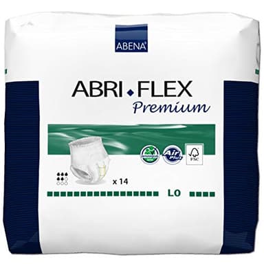 Abena Abri Flex Premium Pull-Up Incontinence Pants, Eco-Labelled Incontinence Pants For Men & Women, Discreet, Protective, Breathable, Comfortable - Large 0, 100-140cm Waist, 1085ml Absorbency, 14PK
