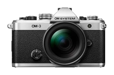 OM SYSTEM OM-3 Micro Four Thirds System Camera, 20 MP BSI Stacked Sensor, 5-Axis Image Stabilisation, Silver with M.Zuiko Digital 12-45mm f4.0 PRO lens