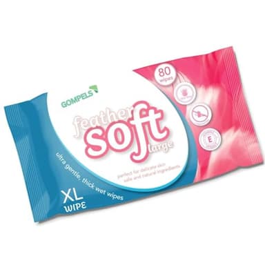 GOMPELS Feather Soft Extra Large Wet Wipes (80 Pack) - Premium Quality, Gentle Moist Wipes for All-Purpose Cleaning and Hygiene - Alcohol-Free, Hypoallergenic, and Eco-Friendly