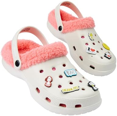 Peanuts Snoopy Zuecos Invierno Mujer y Adolescente con Forro Polar y Charms Extraíbles