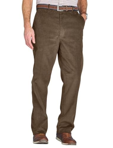 Chums Men's Cotton Corduroy Trouser Stylish & Comfortable Hidden Extra Waistband Pants for Men Olive 34W / 29L