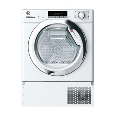 Hoover H-Dry 300 BATDH7A1TCE Integrated Heat Pump Tumble Dryer, Wifi Connected, 7KG, Sensor Dry, Large display, White with Chrome Door