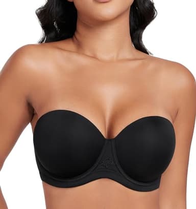 DotVol Women's Multiway Strapless Bra Plus Size Full Figure Underwire Contour Pretty Back Bra(Black,44DD)