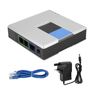 Voip Adapter for Analogue Phones, 2 Ports VoIP Gateway VoIP Telephone Connections RJ-45 Network Interface Ata Adapter Phone Grandstand, Support SIP V2 Protocol DHCP