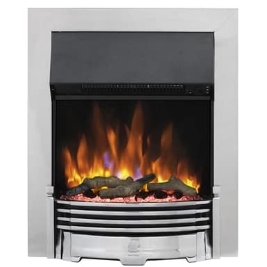 Dimplex Helmsdale Optiflame Inset Electric Fire, Chrome LED Flame Fireplace With Adjustable Flame Colours and Brightness, 2kW Fan Heater with Thermostat & Remote Control