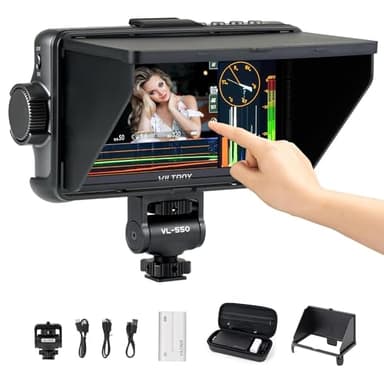 VILTROX 5.5 Inch 1200nits 4K 10bit HDMI Field Monitor, Touchscreen 3D LUT Portable Video Kit With Battery, On-Camera RGB Parade Histogram Waveform Focus Assist (DC-550 Pro)