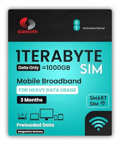 EE 1000GB Smart Data SIM – Uncapped 5G Speeds – Preloaded for 3 months - Perfect for unlocked Phones, Routers, Tablets, and Wifi Dongles - Activate anytime when you receive the SIM (3 Months)