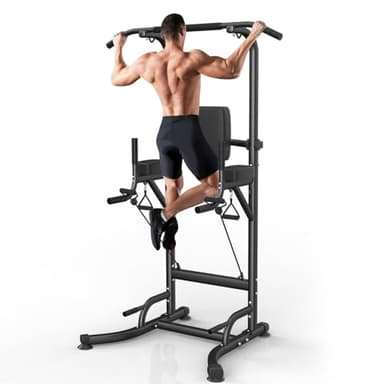 Dskeuzeew Power Tower Dip Station Pull Up Bar, Adjustable Height Multi-Function Power Tower, Push Up Workout Abdominal Exercise for Home Gym Strength Training Fitness Workout Equipment