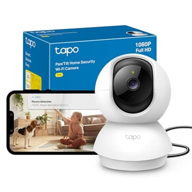 Tapo TC70 Pan/Tilt Indoor Camera House Security Camera, Dog Camera, No Monthly Fee, AI Detection, WiFi Camera, Baby Camera Monitor, 1080p Full HD, 360° View, Night Vision, Works with Alexa & Google