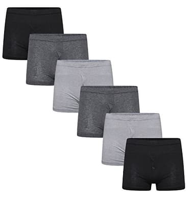 Sockstack 6 Pairs Men's Plain Jersey Boxer Shorts Underwear, Classic Cotton Rich Boxers Large (36"-39"/92-99cm) Multicolor