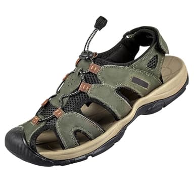 CCSOFTIME Walking Sandals Mens,Closed Toe Men‘s Hiking Sandal for Trekking Hiking Trail Beach,Athletic Arch Support Lightweight Trail Summer Sandle,Green-43