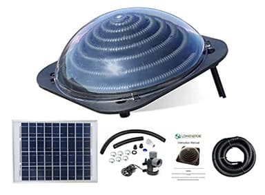 LOWENERGIE Solar Thermal Swimming Pool Heater Dome, Totally Solar Powered, Water Pump and Solar Panel Kit