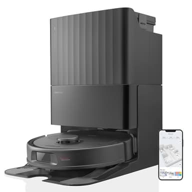 roborock Qrevo S Robot Vacuum Cleaner, 7000Pa Suction, LiDAR & Reactive Tech Avoidance, Multi-functional Station, Auto Mop Washing&Drying, Self-Emptying&Refilling, 10mm Mop Lifting (Black)