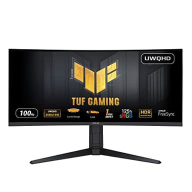 ASUS TUF Gaming VG34VQEL1A Curved Gaming Monitor – 34 inch UWQHD (3440 x 1440), 100Hz, Curved design, Extreme Low Motion Blur, Freesync, 1ms (MPRT),125% sRGB, HDR