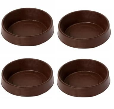 4 x fiXte Large Floor Cups Castor Furniture Chair Sofa Carpet Protectors Caster Brown, 65mm