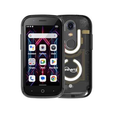 Unihertz Jelly Star Mini Smartphone, 3 Inch the World's Smallest Tiny Cell Phone 4G Android 13 Transparent Design LED Light NFC OTG, Black (NO Charger)