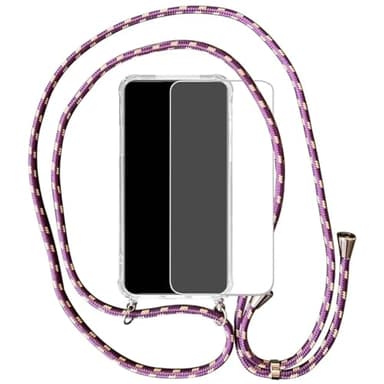 ZKGCG Compatible with SamSung Galaxy A25-5G/A24 Cover[2025] Crossbody Lanyard Phone Case Ultra Slim Transparent Soft Silicone Bumper Adjustable Cord Strap Necklace Phone Cover(Multi-coloured-7)