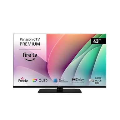 Panasonic Premium TV-43W80AEY W80 Series 43 inch 4K Ultra HD QLED Smart TV, 2024, Fire TV, Freely, Dolby Vision & Atmos, Alexa Voice Control, Airplay, Black