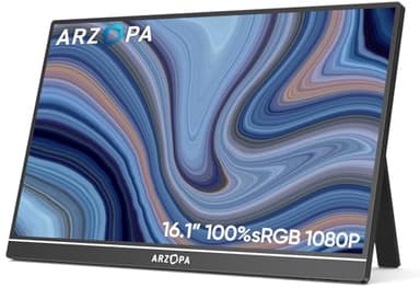 ARZOPA 16.1" Portable Monitor, 1920×1080 FHD IPS Portable Monitor for Laptop with Single-rod, Support HDMI/Type-C/USB-C, Eye Protection Gaming Screen for Laptop/PC/Mac/PS3/4/5/Xbox