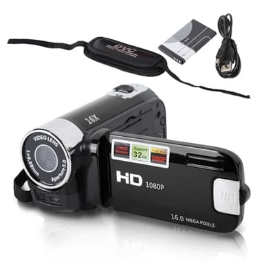 Vhs Camcorder,Mini DV Camcorder 4K 48MP DV Camera 2.7in TFT Rotatable Screen 16x Digital Zoom Video Camera with USB Cable Handheld Compact Camcorder for Family, Travel Video Camera (Black)