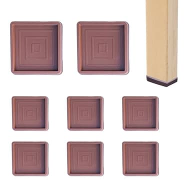 Chair Leg Protectors, 8Pcs Square Furniture Cups, 2.5 Inch Brown Rubber Feet for Furniture for Hardwood Floors, Furniture Protection, No Noise, No Scratches