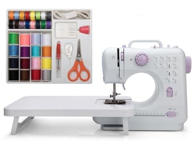Mini Sewing Machine by doto (Including Extension Table and Sewing Supplies Set) - Small Electric Overlock Sewing Machines with 2 Speed 12 Built-in Stitch Patterns DT-006-A23