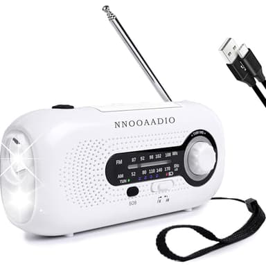 Wind Up Radio, Solar Hand Crank Portable Emergency AM/FM Weather Radio, 2000mAh Survival with LED Bright Flashlight, SOS Alarm, Headphone Jack, Cell Phone Charger for Home and Outdoor