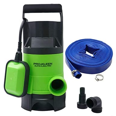 Pro-Kleen Submersible Water Pump 400W Electric, 8000L/H, 10m Layflat Hose for Clean or Dirty Water with Float Switch, 10M Power Cable - for Floods, Pools, Gardens, Ponds, Hot Tubs