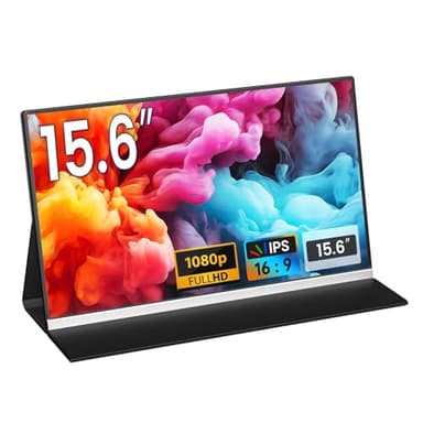 Portable Monitor,15.6'' Full HD 1080p USB-C HDMI, Ultra-Slim Travel Second Screen with Eye Care & Speakers, Compatible with Laptop, PC, Mac, Phone, PS5, Xbox