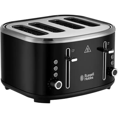 Russell Hobbs 4 Slice Toaster (Independent & Extra wide slots, 6 Browning levels, Frozen, cancel & reheat features with blue indicator light, removable crumb tray, Black) Stylevia 26292