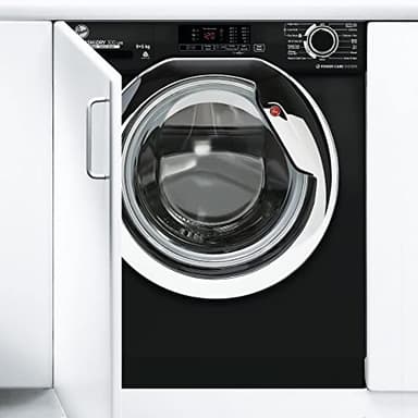 Hoover H-WASH/DRY HBDS495D1ACBE/-80 Integrated Washer Dryer, 9Kg Wash+5Kg Dry, 1400 Rpm, 12 Programmes, 3 Drying Levels, Black with Chrome door