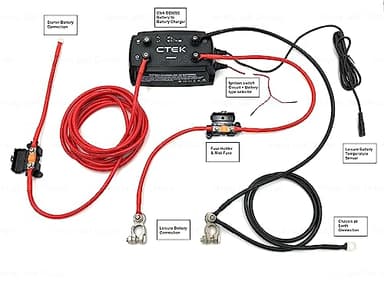 4mtr D250SE 12V 20AMp Dual DC-DC Battery to Battery Charger Kit with 70amp 10mm² Leads D250SE/RM4