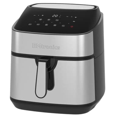 EMtronics EMAFSD9S Digital Family Size Air Fryer 9 Litre with 8 Preset Menus for Oil Free & Low Fat Healthy Cooking, 99-Minute Timer - Stainless Steel